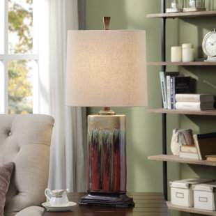 Wayfair Extra Tall Table Lamps You Ll Love In 2024   Chrystal 32 Dark Redtan Glaze Table Lamp 